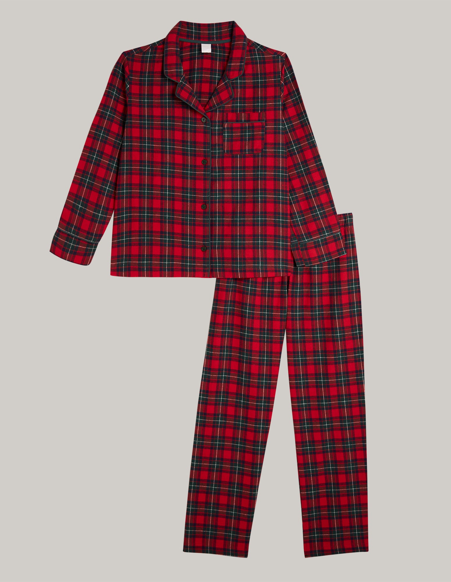 Tartan Family Girl Long-Pyjamas with front opening