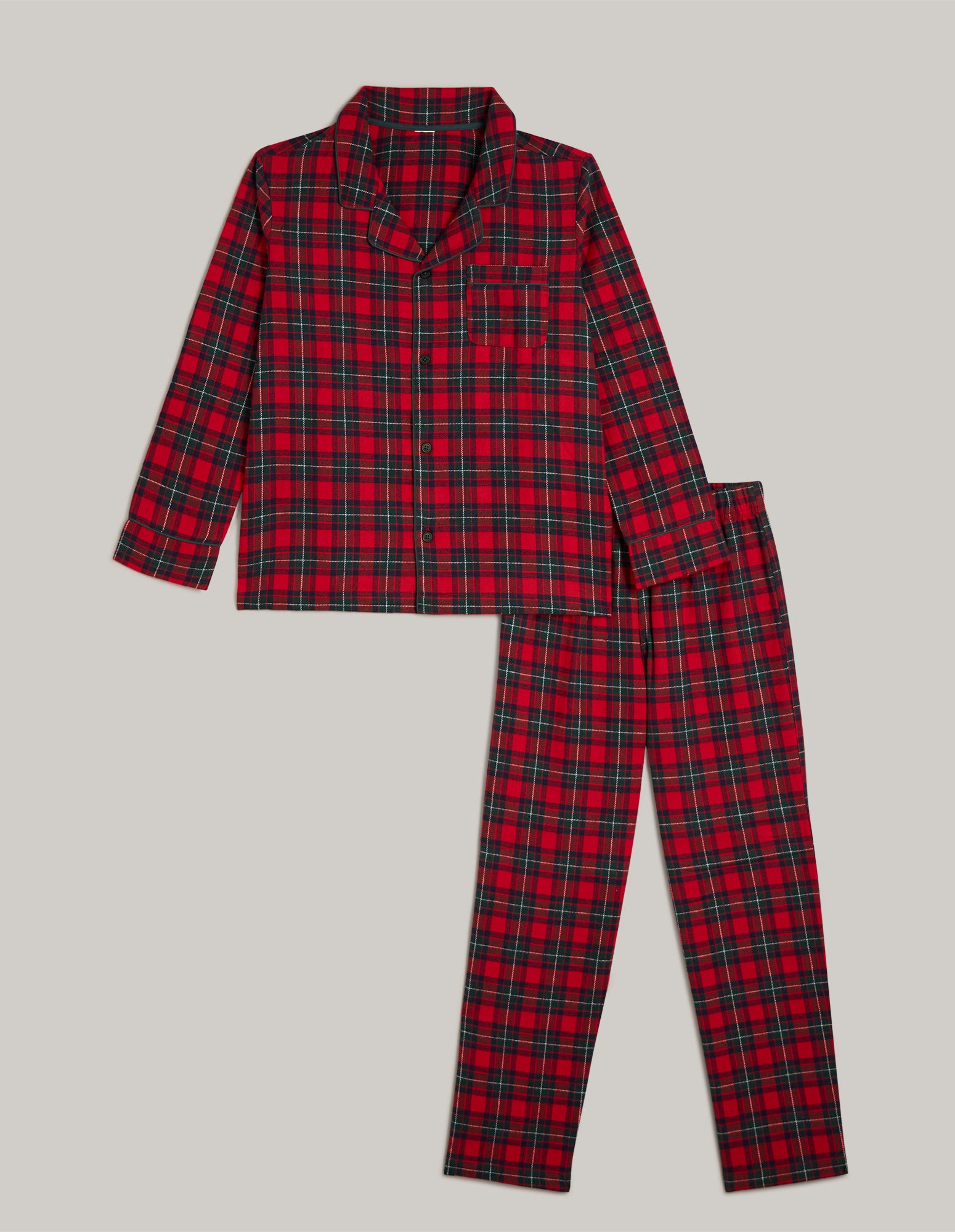 Tartan Family Boy Long-Pyjamas with front opening